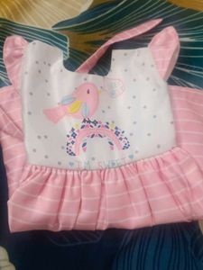 Cute Pink Baby Dress with Bird Print