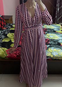 Retro Geometric Print Maxi Dress