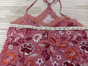 Floral Lace Trim Cami Pajama Top