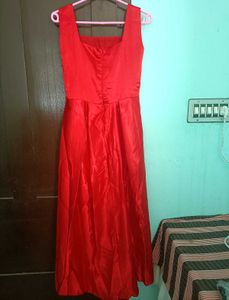 Ethnic Satin Red Midi Dress