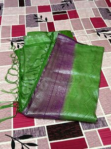 Purple &amp; Green Banarasi Silk Saree