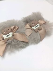 Cute bear fluffy hair clips 🐻(✧*。
