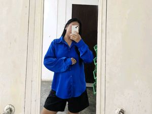 Vibrant Royal Blue Button-Up Shirt