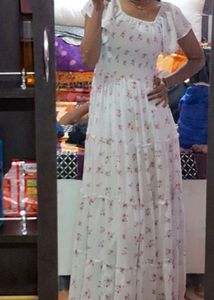 White Floral Tiered Maxi Dress
