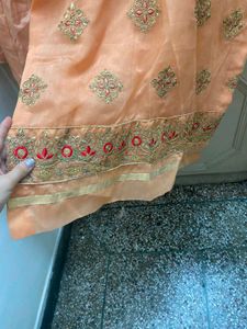 Peach Embroidered Kurta Set with dupatta
