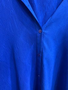 Vibrant Blue Textured Long Sleeve Top