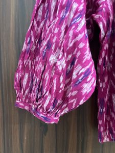 Mango Printed Puffed Sleeve Top
