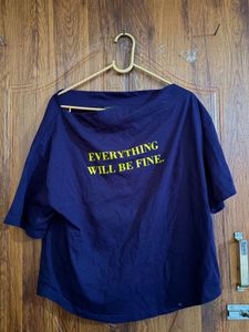 Navy Blue off shoulder 'Everything Will Be Fine'