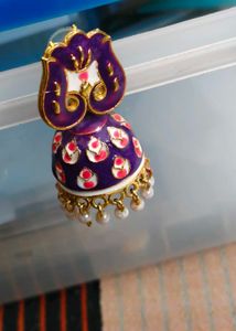 Purple Enamel Jhumka Earrings