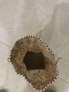 Elegant Gold Brocade Potli Bag
