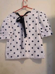 Polka Dot Peter Pan Collar Top