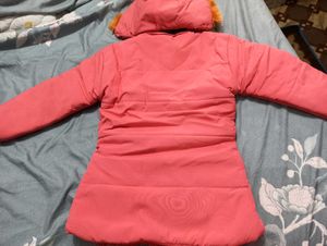 New Pink Winter Jacket with Fur Hood