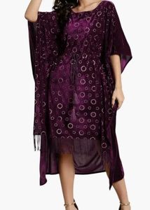 Elegant Purple kaftan with Floral Details