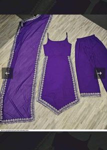 Elegant Purple Kurti Pant Set with dupatta