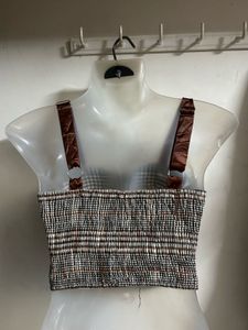 Plaid Corset Top with Straps