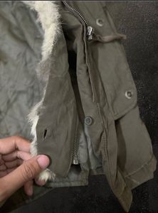 ASK Military Fur Hooded Long Jacket
