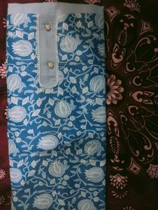 Blue Floral Print Kurta n salwar with Dupatta