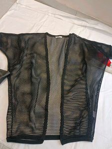 Stylish Black Mesh Kimono Cardigan
