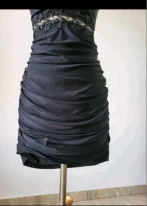 Elegant Black Ruched Cocktail Dress