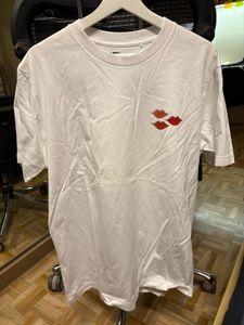White T-Shirt with Kiss Print