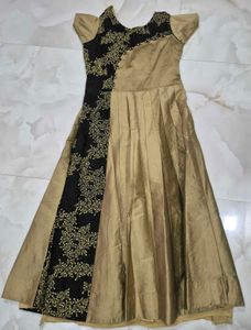 Elegant Gold & Black Embroidered Gown