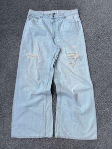 Light Wash Distressed Wide Leg Jeans