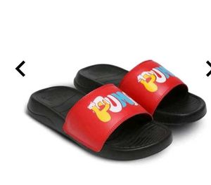 Red Puma Slides with Cartoon Graphic
