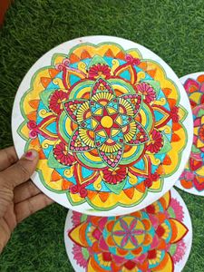 Set of 3 Hand-Painted Mandala Art