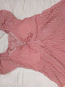 Red Gingham Puff Sleeve Top