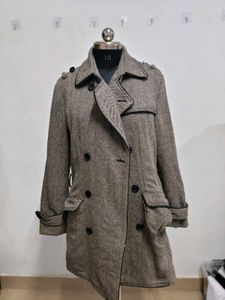 Stylish Herringbone Double-Breasted Coat