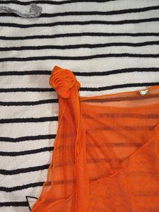Sheer Orange Asymmetrical Top