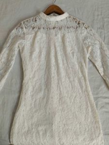 High-Neck Lace Sheath Dress