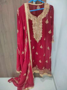 Embroidered Maroon Sharara Suit