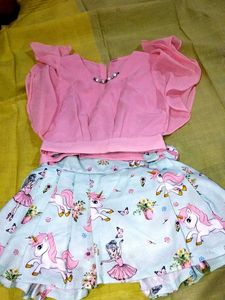 Cute Unicorn & Ballerina Skirt Set