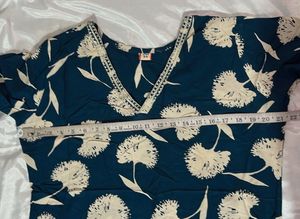 Elegant Blue Floral Print Kurta Set With Duppta