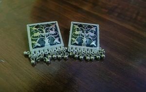 Oxidised Black &amp; silver Combination Earrings.