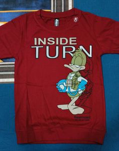 Maroon T-Shirt with Cartoon Print