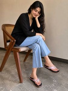 Stylish Light Wash Flare Jeans