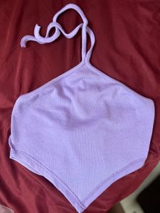 Lavender Halter Neck Crop Top