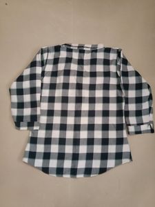 Blue And White Checks Shirt N Qureshia Shrug