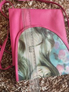 Cute Pink Sling Bag with Artistic Print