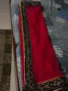 Elegant Wine Pink &amp; Gold Embroidered Lehenga