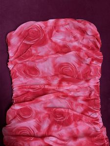 Strapless Rose Print Ruched Dress