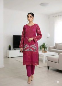 pakistani maroom embroidered Kurta Set