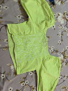 Lime Green Gingham Crop Top