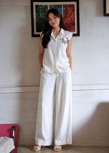 Chic White Embroidered Co-ord Set