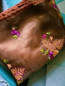 Embroidered Organza Saree