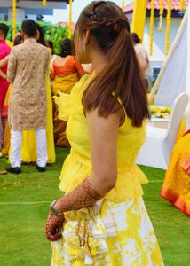 Tie-Dye Yellow Lehenga Skirt with Tassels