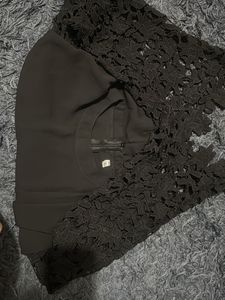 Elegant Black Lace Sleeve Top