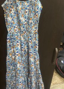 smocked floral maxi dress